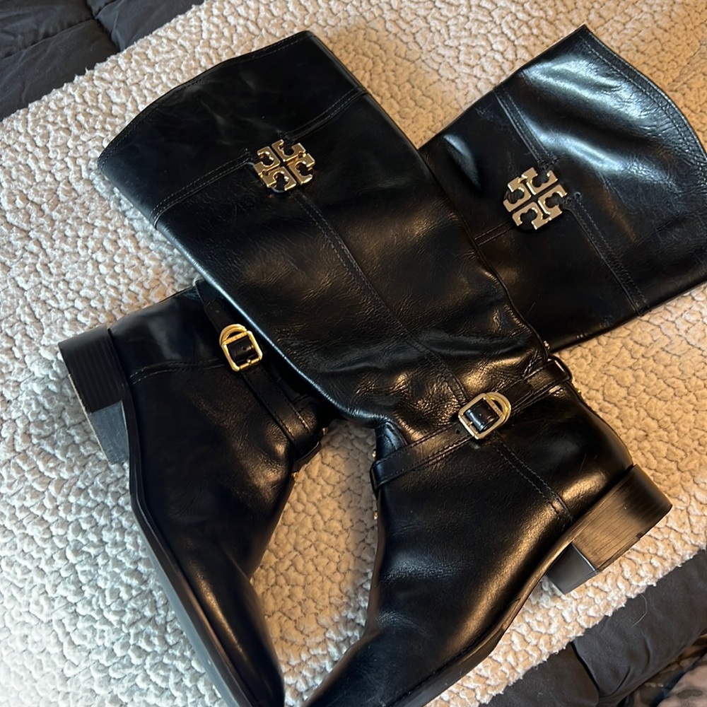 Tory Burch black knee high boots , size 10 M  lite wear.  Mint condition